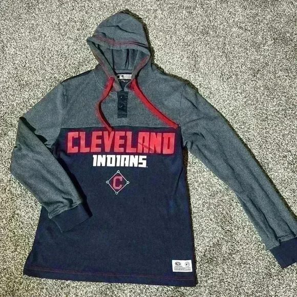 Cleveland Indians Thermal Hoodie Genuine MLB True Fans Series size S-note - Picture 1 of 10